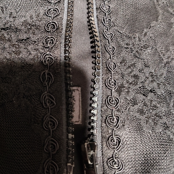 90s Y2K TRIPP NYC Lace Zip Up Bustier Corset/ SZ Large/ Adjustable Back Straps - Picture 12 of 13